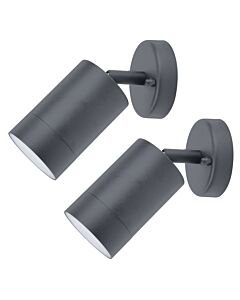 Set of 2 Rado - Black Clear IP44 Outdoor Wall Spotlights