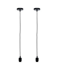 Set of 2 Cassidy - Black Ceiling Pendant Suspension Kits for Easy Fit Shades