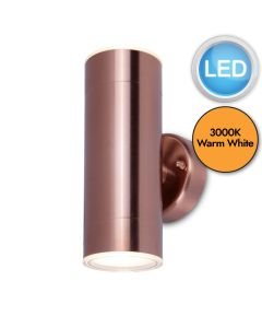 Lutec - Grange - 5510806306 - LED Copper Clear 2 Light IP44 Outdoor Wall Washer Light