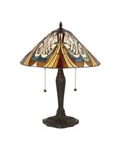 Interiors 1900 - Hector - 64163 - Dark Bronze Tiffany Glass 2 Light Table Lamp