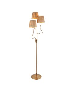 Endon Lighting - Wriggle - 114222 - Aged Brass Natural Raffia 3 Light Floor Lamp