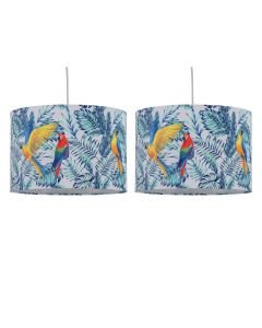 Set of 2 Parrot - Velvet Parrot Design 30cm Pendant or Table Lamp Shades
