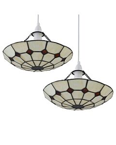 Set of 2 Torbay - Tiffany Cream Uplight Easy Fit Pendant Shades