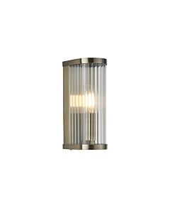 Endon Lighting - Ridgeton - 118596 - Antique Brass Clear Ribbed Glass Wall Washer Light