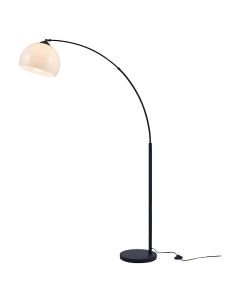Hayley - Black Arched Floor Lamp with White Dome Shade