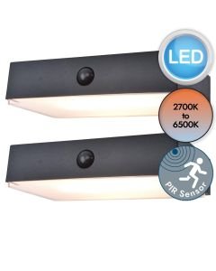 Set of 2 Fadi - LED Black Clear 2 Light IP54 Solar Outdoor Sensor Wall Lights