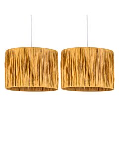 Set of 2 Raffia - Natural 23cm Straw Pendant or Lamp Shades