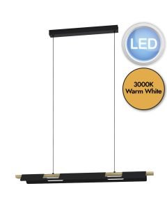 Eglo Lighting - Ermua - 98836 - LED Black Wood White Bar Ceiling Pendant Light