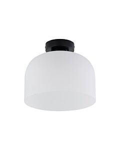Victoria - Black Flush Ceiling Light with Frosted Glass Shade