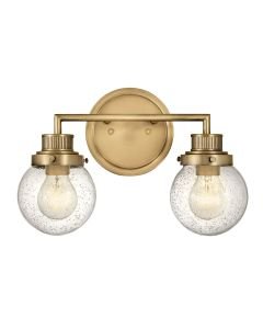 Quintiesse - Poppy - QN-POPPY2-HB-BATH - Heritage Brass Clear Seeded Glass 2 Light IP44 Bathroom Wall Light