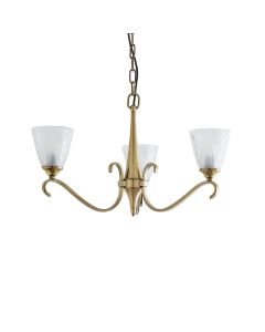 Interiors 1900 - Columbia - 63436 - Antique Brass Clear Frosted Glass 3 Light Ceiling Pendant Light