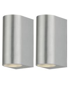 Set of 2 Drayton - Brushed Aluminium Outdoor Twin Wall Lights
