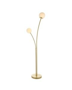 Endon Lighting - Bloom - 92219 - Satin Brass Opal Glass 2 Light Floor Lamp
