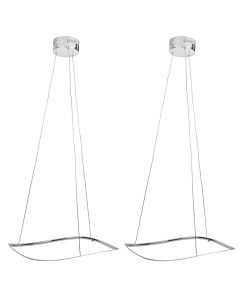 Set of 2 Polished Chrome LED Ripple Fittings