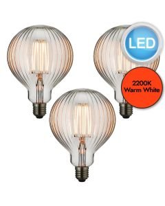 Endon Lighting - Set of 3 Ribb - 80632 - LED E27 ES - Filament Light Bulbs - 125mm dia