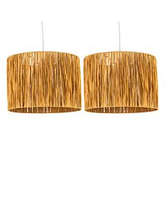 Set of 2 Raffia - Natural 33cm Straw Pendant or Lamp Shades