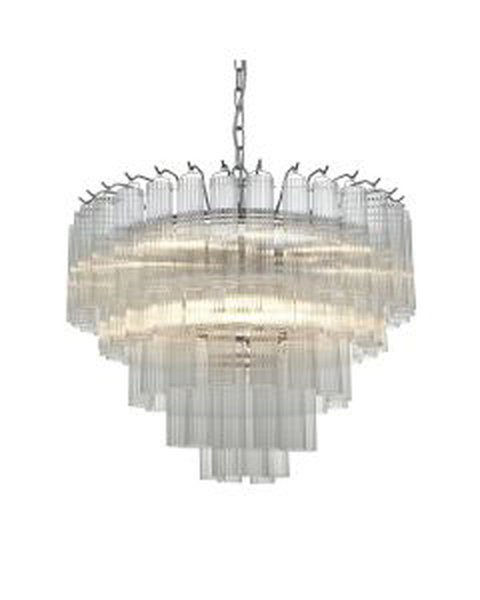 Endon Lighting - Toulouse - 104090 - Nickel Clear Ribbed Glass 12 Light Ceiling Pendant Light