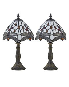Set of 2 Basil - Tiffany Dragon Fly 36cm Table Lamps