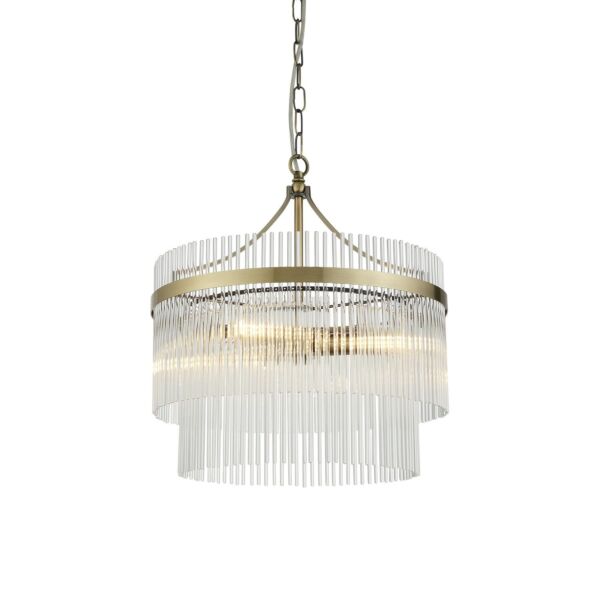 Endon Lighting - Marietta - 99167 - Antique Brass Clear Glass 3 Light Ceiling Pendant Light