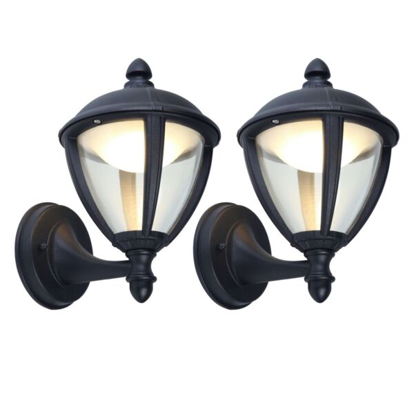 Set of 2 Unite - Black LED Outdoor Porch Wall Lights