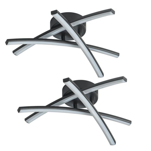 Set of 2 Yardley - LED Black Opal Flush Ceiling Lights