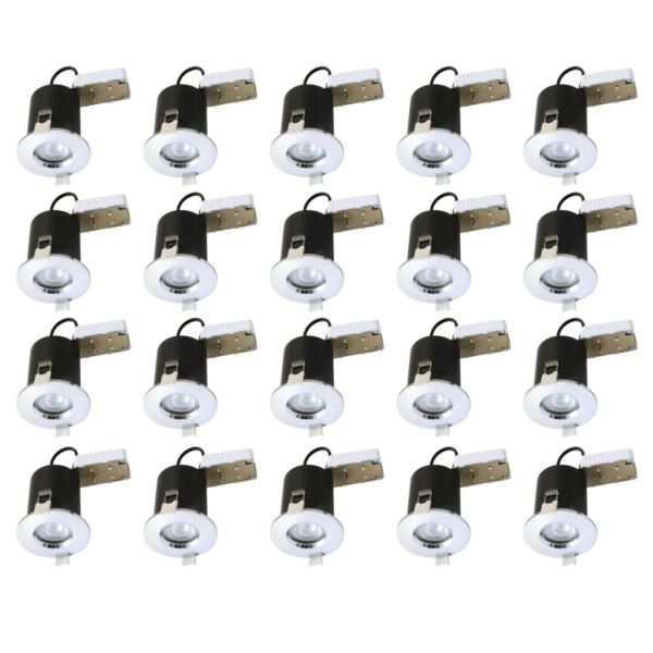 Set of 20 Fire Rated Downlights - Chrome Fixed Recessed Downlight
