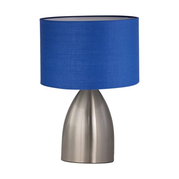 Valentina - Brushed Chrome Touch Lamp with Navy Blue Shade