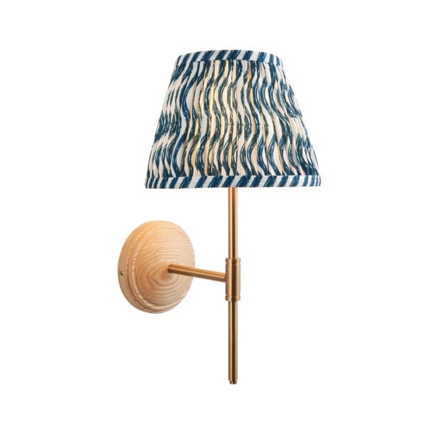 Endon Lighting - Wood T Bar & Ripple 20cm - 116102 - Ash Wood Blue Wall Light