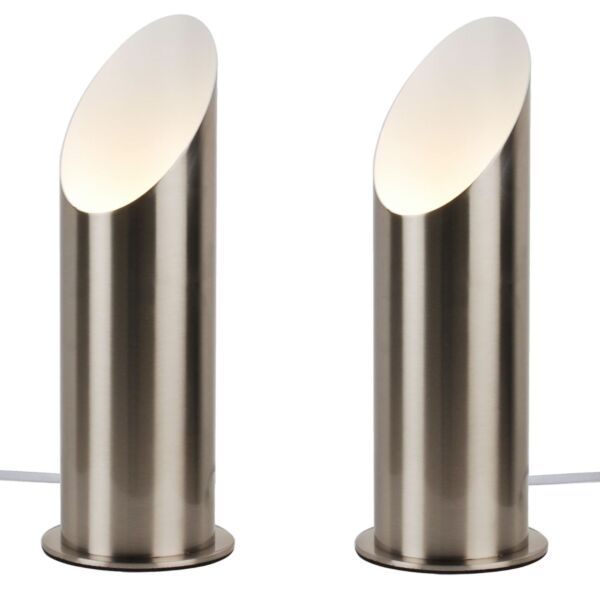 Set of 2 Satin Nickel Tubular Floor Uplights