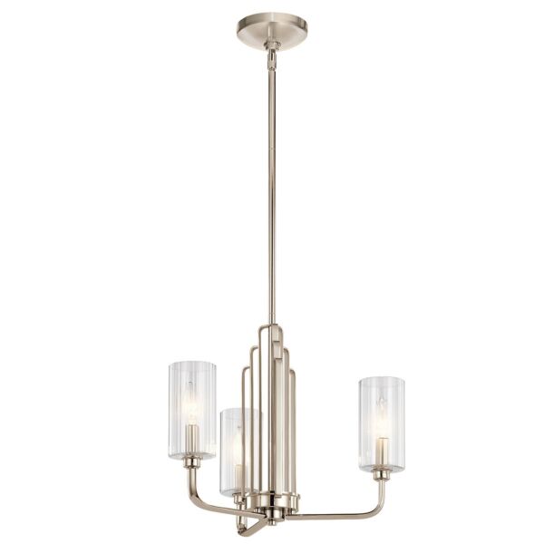 Quintiesse - Kimrose - QN-KIMROSE3-PN - Nickel Clear Glass 3 Light Ceiling Pendant Light