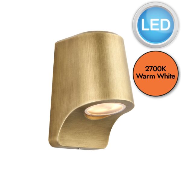 Finisterre - LED Gold Frosted Glass IP44 Outdoor Wall Washer Light