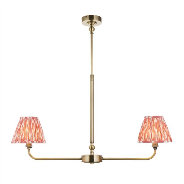 Endon Lighting - Lille - 118077 - Antique Brass Pink 2 Light Bar Ceiling Pendant Light