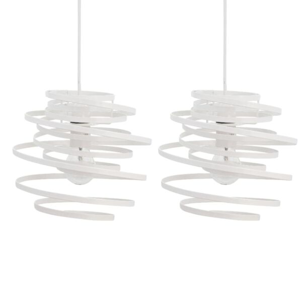 Set of 2 White Metal Swirl Easy Fit Light Shades