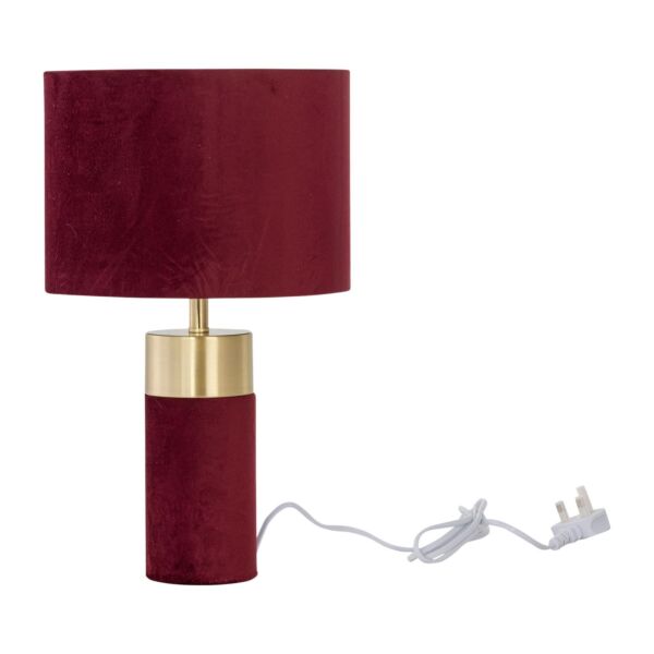 Burgundy Velvet with Brass Detail Table Lamp