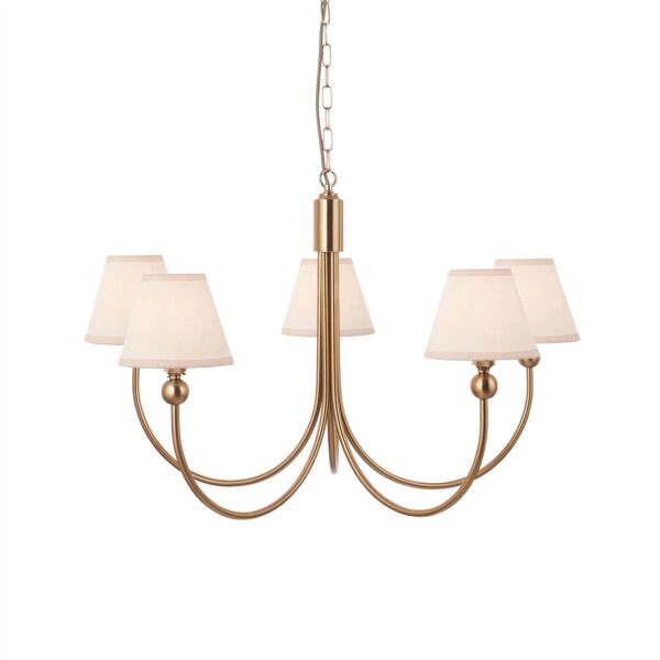 Endon Lighting - Santiago - 115060 - Aged Brass Vintage White 5 Light Ceiling Pendant Light