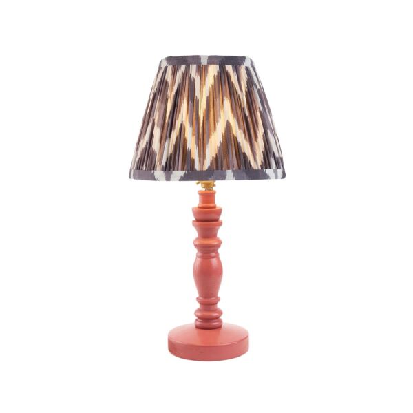 Endon Lighting - Bibury & Zigzag 20cm - 114265 - Pink Aged Brass Grey Table Lamp With Shade