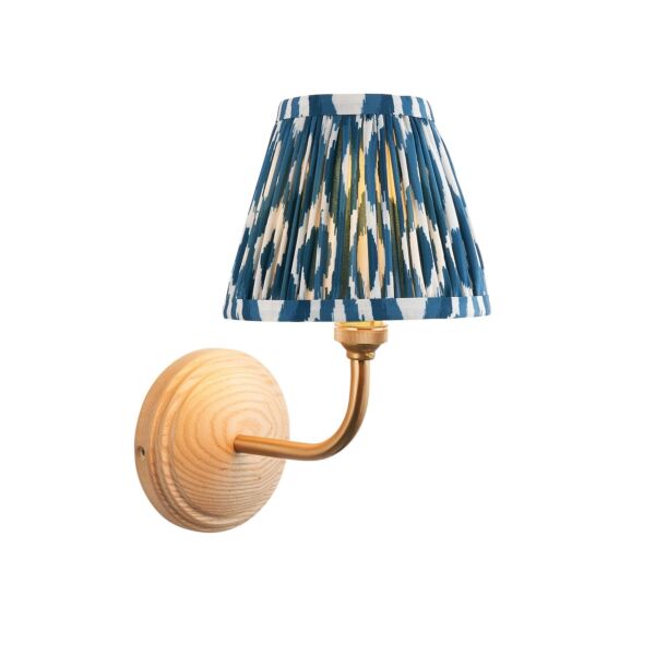 Endon Lighting - Wood Arc & Ikat 16cm - 115817 - Ash Wood Blue Wall Light