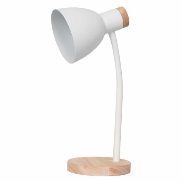 Clark - Natural Wood with White Table or Bedside Lamp