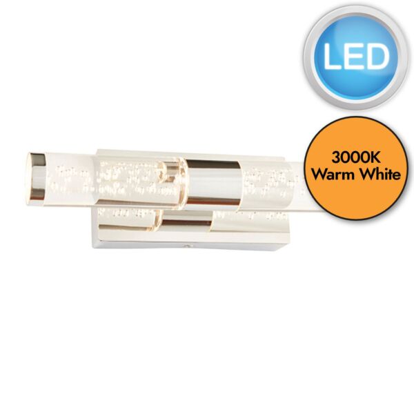 Endon Lighting - Essence - 72612 - LED Chrome Clear 2 Light IP44 Bathroom Strip Wall Light