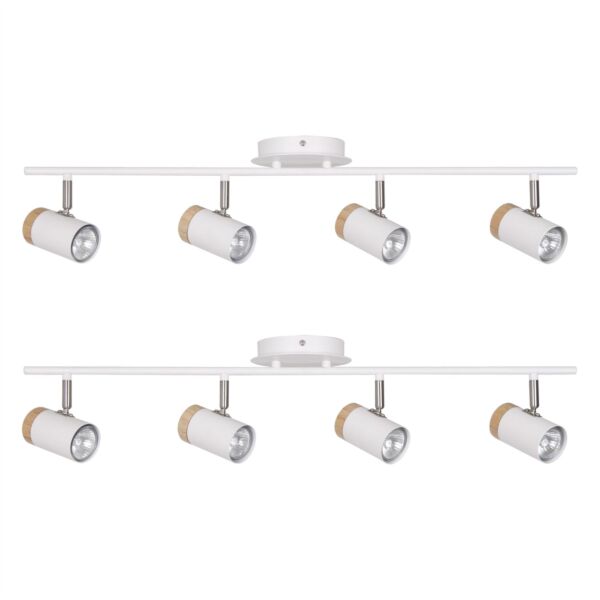Set of 2 Stratton - White with Wood Detail Four Way Spotlights