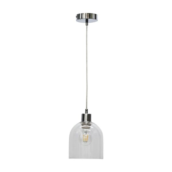 Belten - Clear Glass Cloche with Chrome Pendant Fitting