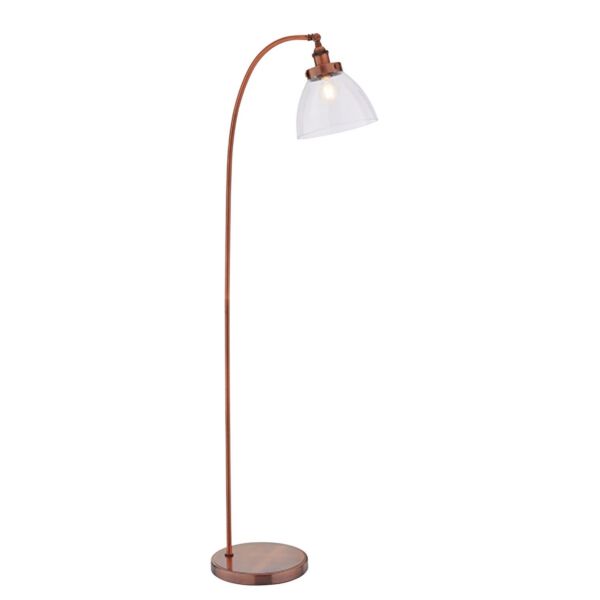 Endon Lighting - Hansen - 77862 - Aged Copper Clear Glass Floor Reading Lamp