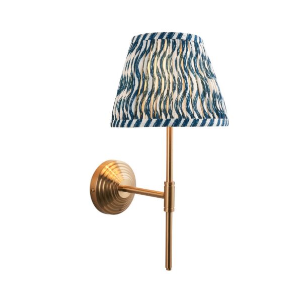 Endon Lighting - Obelisk T Bar & Ripple 20cm - 116012 - Aged Brass Blue Wall Light