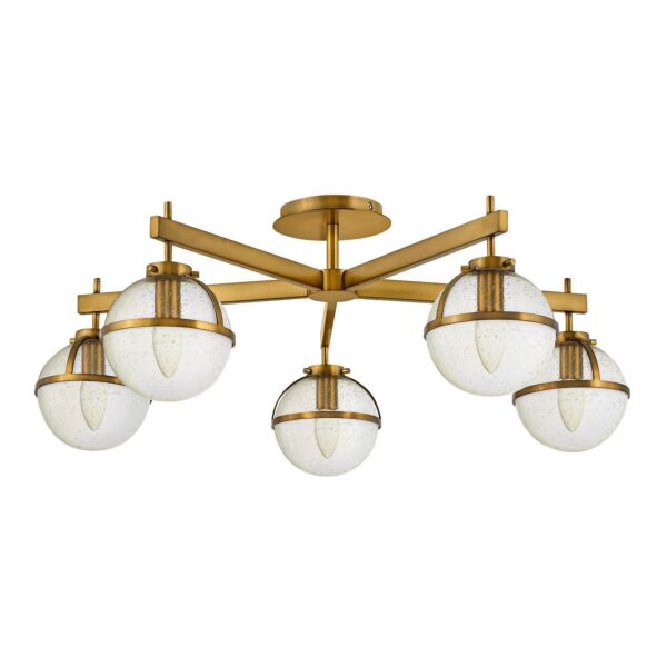 Hinkley Lighting - Hollis - HK-HOLLIS-5-C-HB - Heritage Brass Clear Seeded Glass 5 Light IP44 Bathroom Ceiling Light