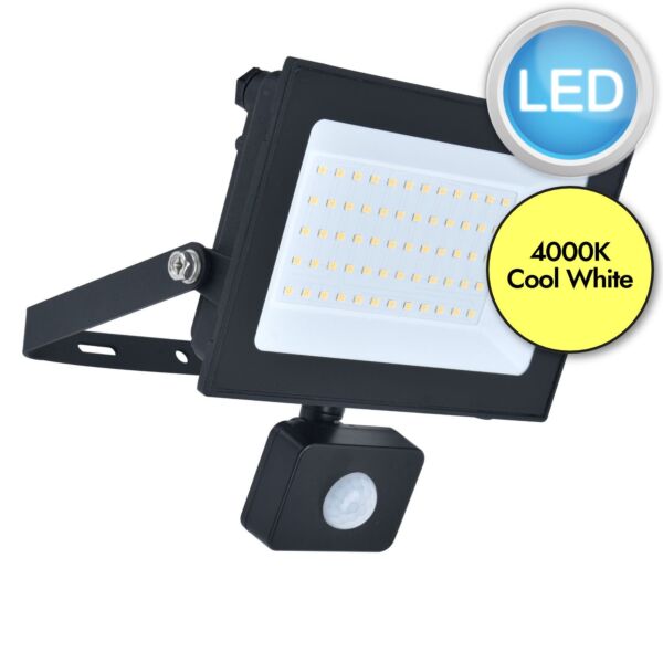 Lutec - Halo - 7801707012 - Black Clear Glass IP44 Outdoor Sensor Floodlight