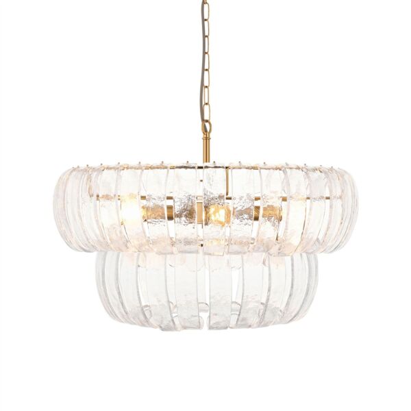 Endon Lighting - Montrose - 116976 - Aged Brass Clear Textured Glass 6 Light Ceiling Pendant Light