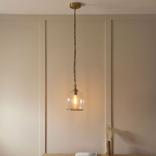 Endon Lighting - Ashcroft - 120624 - Aged Brass Clear Glass Ceiling Pendant Light