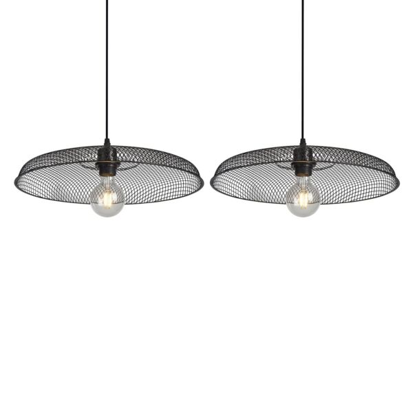 Set of 2 Cassidy - Large Black Mesh Easy Fit Metal Pendant Shades