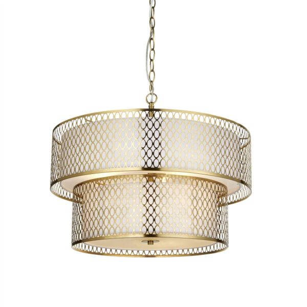 Endon Lighting - Cordero - 113420 - Gold Frosted Glass White 6 Light Ceiling Pendant Light