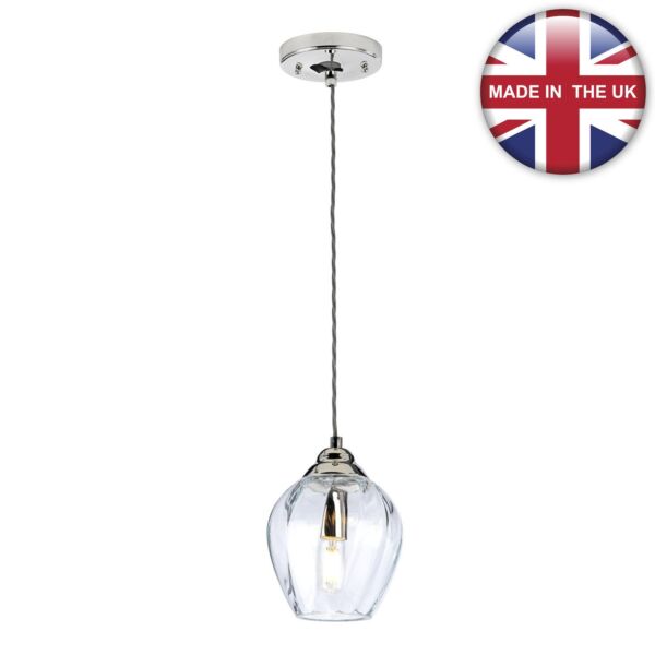 Elstead Lighting - Tiber - TIBER-P-CLEAR - Nickel Clear Glass Ceiling Pendant Light